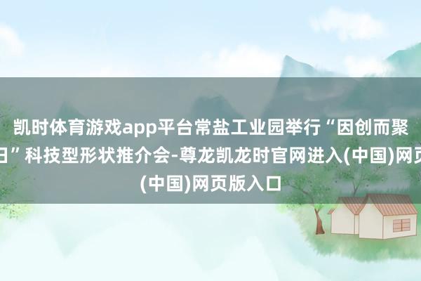 凯时体育游戏app平台常盐工业园举行“因创而聚新质翌日”科技型形状推介会-尊龙凯龙时官网进入(中国)网页版入口