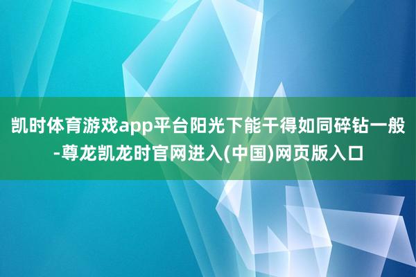 凯时体育游戏app平台阳光下能干得如同碎钻一般-尊龙凯龙时官网进入(中国)网页版入口