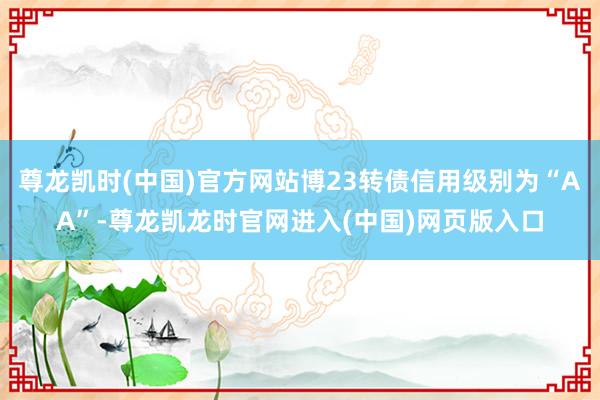 尊龙凯时(中国)官方网站博23转债信用级别为“AA”-尊龙凯龙时官网进入(中国)网页版入口