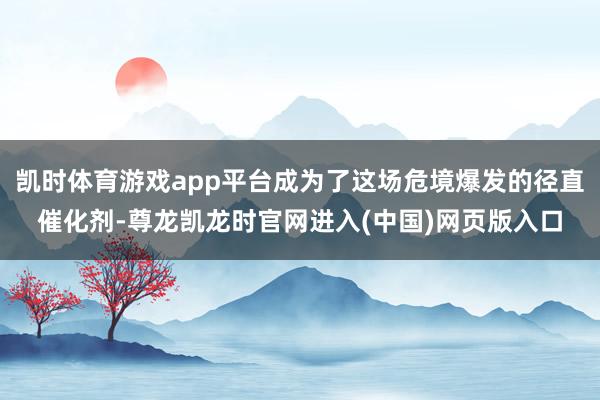 凯时体育游戏app平台成为了这场危境爆发的径直催化剂-尊龙凯龙时官网进入(中国)网页版入口