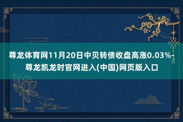 尊龙体育网11月20日中贝转债收盘高涨0.03%-尊龙凯龙时官网进入(中国)网页版入口